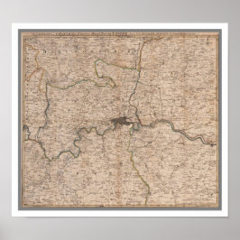 Póster Mapa del siglo XVIII de Londres