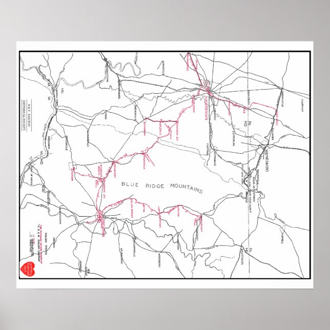 Póster Mapa del sistema ferroviario de Hagerstown y Frede (Frente)