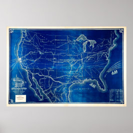 Póster Mapa del Sistema Ferroviario Estadounidense de Ant