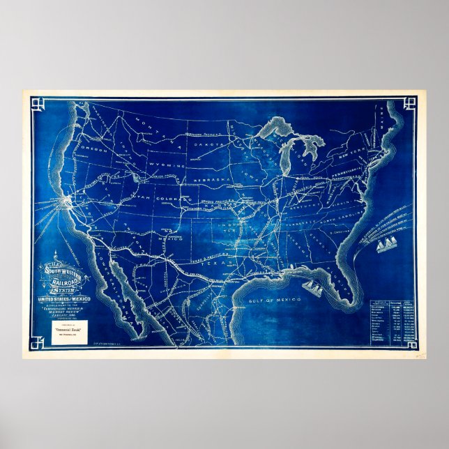 Póster Mapa del Sistema Ferroviario Estadounidense de Ant (Frente)