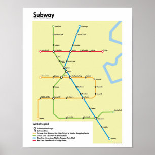Póster Mapa del subterráneo de la región de Waterloo