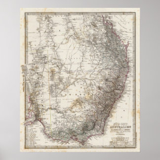 Póster Mapa del sudeste de Australia