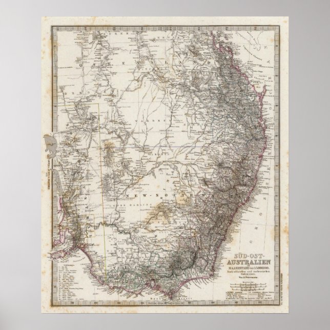 Póster Mapa del sudeste de Australia (Frente)
