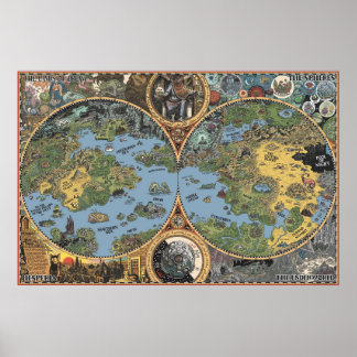 Póster Mapa del sueño de HP Lovecraft