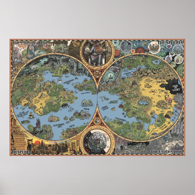 Póster Mapa del sueño de HP Lovecraft (Frente)
