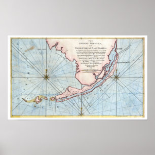 Póster Mapa del sur de Florida de 1772