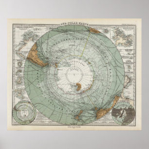 Póster Mapa del sur de la región polar