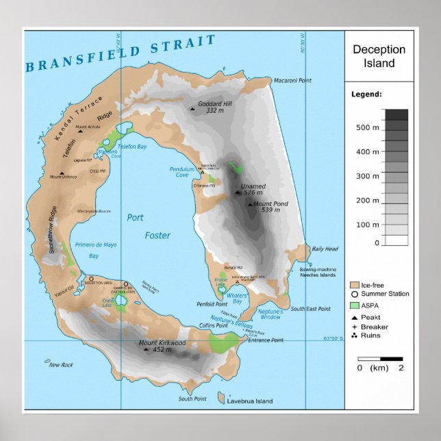 Póster Mapa del sur de Shetland en la Antártida de la isl (Frente)