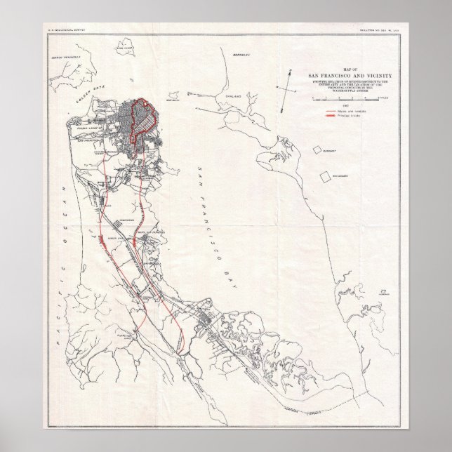 Póster Mapa del terremoto de la península de San Francisc (Frente)