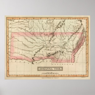 Póster Mapa del territorio antiguo de Arkansas (1817)