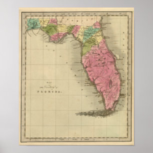 Póster Mapa del Territorio de Florida 1842