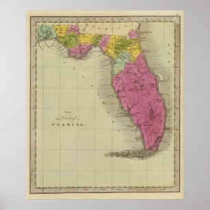 Póster Mapa del territorio de la Florida