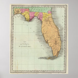Póster Mapa del territorio de la Florida 2
