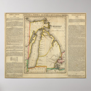 Póster Mapa del territorio de Michigan