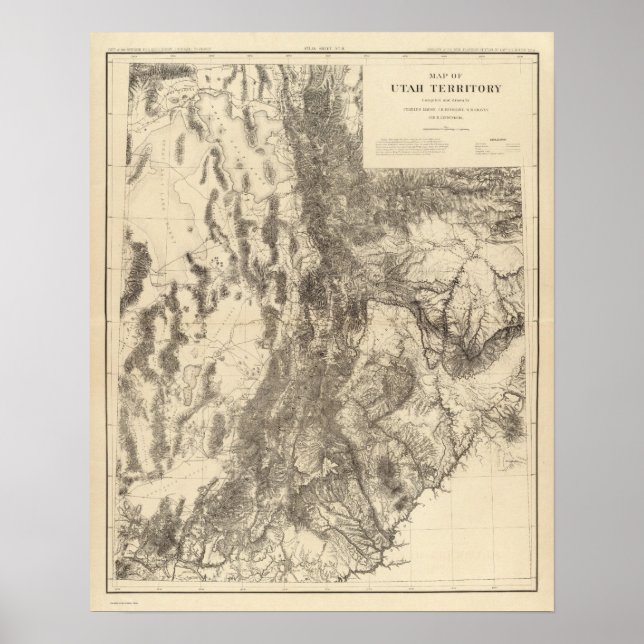 Póster Mapa del Territorio de Utah (Frente)