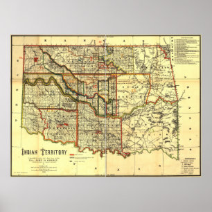 Póster Mapa del Territorio Indio de 1889