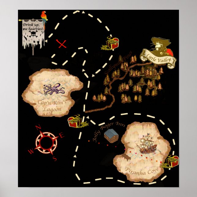 Póster Mapa del tesoro de la milla de estanques (Frente)