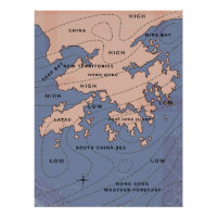 Mapa del tiempo antiguo de Hong Kong