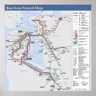 Póster Mapa del tránsito del área de la bahía con leye