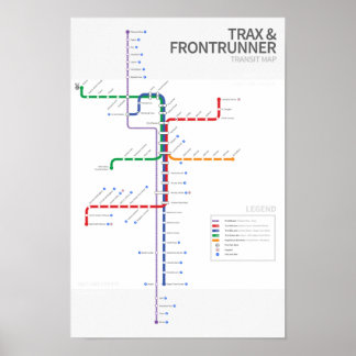 Póster Mapa del transporte ferroviario de Utah