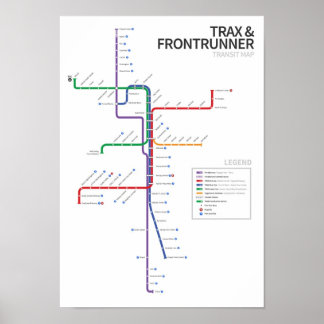 Póster Mapa del transporte ferroviario de Utah