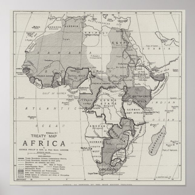 Póster Mapa del Tratado de África (Frente)