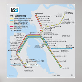 Póster Mapa del tren de BART