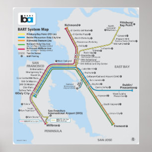 Póster Mapa del tren de BART