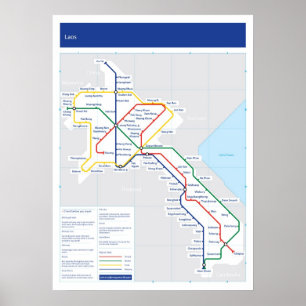 Póster Mapa del tubo de Laos