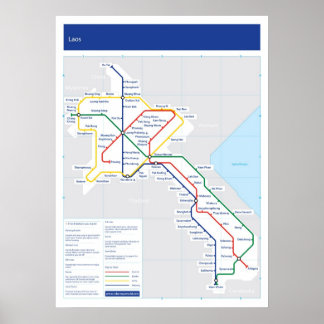 Póster Mapa del tubo de Laos