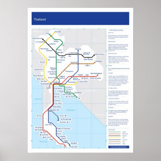 Póster Mapa del tubo de Tailandia