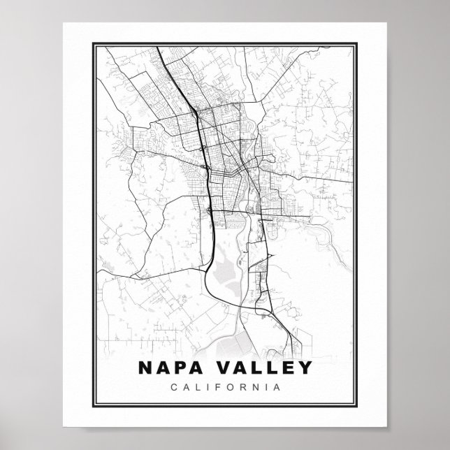 Póster Mapa del Valle de Napa (Frente)