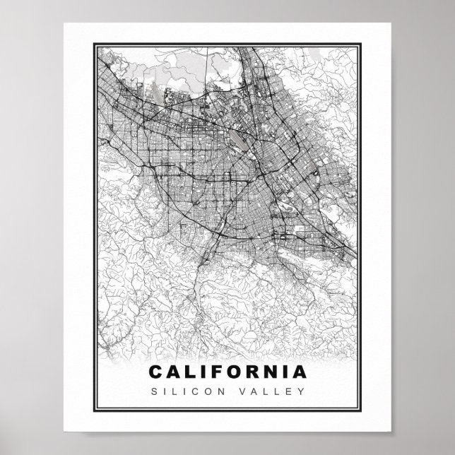 Póster Mapa del Valle de Silicio (Frente)