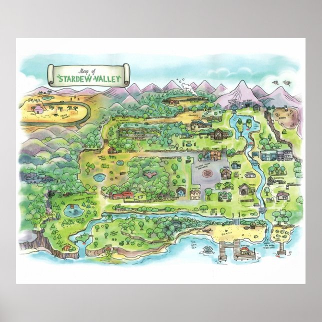 Póster Mapa del Valle de Stardew (Frente)
