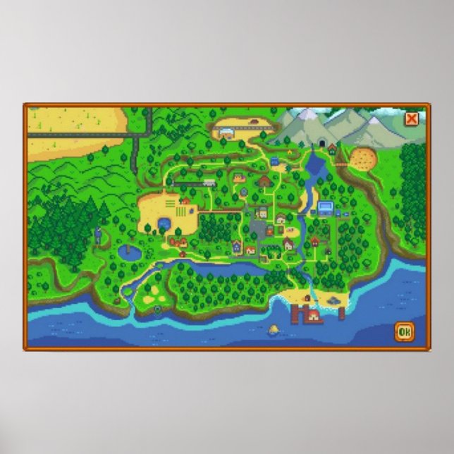 Póster Mapa del Valle de Stardew (Frente)