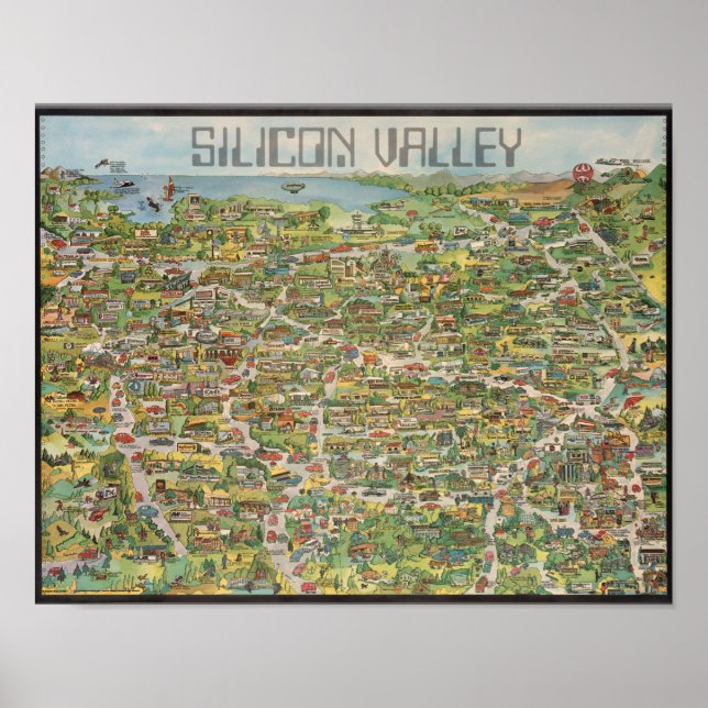 Póster Mapa del Valle del Silicona Retro (Frente)