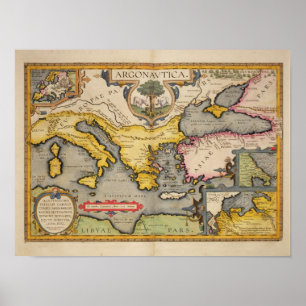 Póster Mapa del viaje de los argonautas