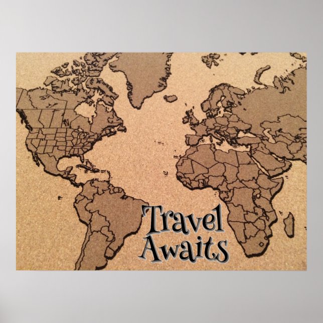 Póster Mapa del Viejo Mundo "Viaja a la espera" (Frente)