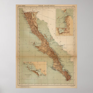 Póster Mapa del vintage de Baja California (1922)