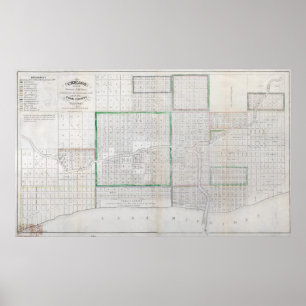 Póster Mapa del vintage de Chicago (1836)