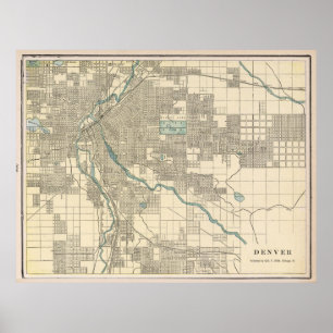 Póster Mapa del vintage de Denver Colorado (1901)