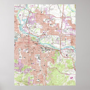 Póster Mapa del vintage de Eugene Oregon (1967)