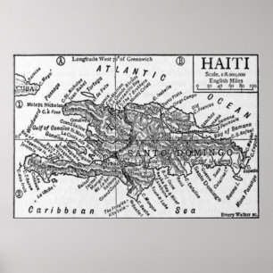 Póster Mapa del vintage de Haití (1911)
