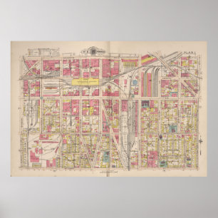 Póster Mapa del vintage de Indianapolis Indiana (1916)