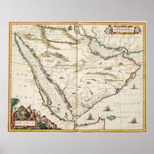 Póster Mapa del vintage de la Arabia Saudita (1662)