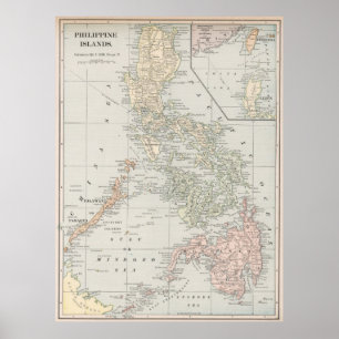 Póster Mapa del vintage de las islas filipinas (1901)