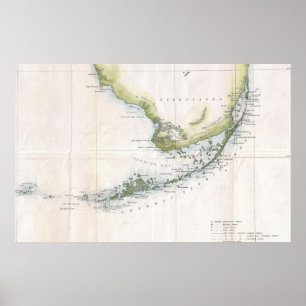 Póster Mapa del vintage de las llaves de la Florida