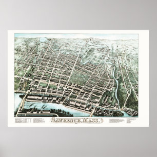 Póster Mapa del vintage de Lorenzo, Massachusetts a