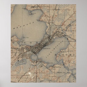 Póster Mapa del vintage de Madison Wisconsin (1904)