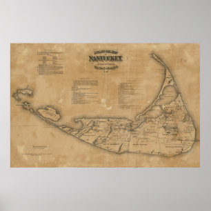 Póster Mapa del vintage de Nantucket (1869)